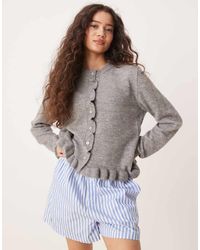 Jdy - Frill Details Knitted Cardigan - Lyst