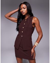 ASOS - Co-ord Ribbed Longline Button Through V Neck Waistcoat Top - Lyst