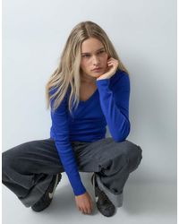 JJXX - Long Sleeve V-neck Ribbed Top - Lyst