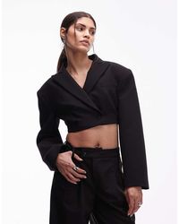 ASOS - Double Breasted Crop Boxy Tuxedo Blazer - Lyst