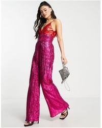 Collective The Label - Exclusive Metallic Wide Leg Jumpsuit - Lyst