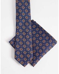 ASOS - Tie And Pocket Square With Vintage Print - Lyst