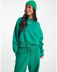 Nike mini swoosh oversized cropped sweatshirt in oatmea hotsell