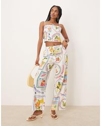 Forever New - Pantalon d'ensemble à imprimé carte postale - Lyst