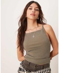 Free People - Top Verde De Tirantes Con Cuello Recto Mia De - Lyst