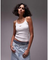 Tommy Hilfiger - Camiseta Blanca De Tirantes Con Logo De Texto De -Blanco - Lyst