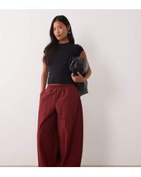 ASOS - Asos Design Petite Cotton Nylon Blend Pull On Balloon Trousers - Lyst