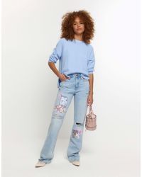 River Island - Patch Stove Straight Jeans - Lyst
