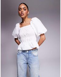 River Island - Top Fruncido De Manga Corta De Tejido Texturizado De - Lyst