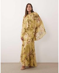 ASOS - Full Volume Cape Sleeve Maxi Dress With Godets - Lyst