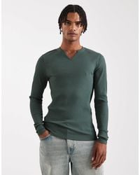 ASOS - Super Heavyweight Muscle Fit Long Sleeve T-shirt With Notch Neck - Lyst