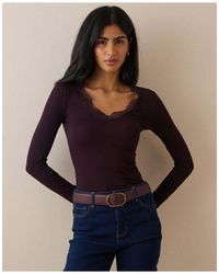 Nobody's Child - Scalloped Lace Trim Modal-Rich Top - Lyst
