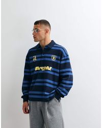 ASOS - Oversized Rugby Polo Stripe Sweatshirt With Graphic - Lyst