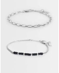 ASOS - 2 Pack Oval Link And Black Beaded Rope Chain Bracelet - Lyst