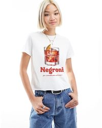 ASOS - T-shirt corta bianca con grafica di drink "negroni" - Lyst
