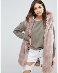 Parka London Phoeve Hooded Faux Fur Gilet - Pink