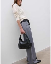 Stradivarius - Pantalon habillé coupe décontractée à rayures et taille croisée - foncé - Lyst