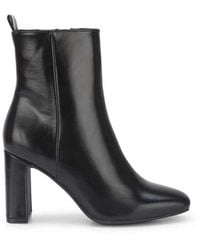 SEQWL Wide Fit - Ankle Booties Zipped Block Heel Almond Toe With Pull Tab - Lyst