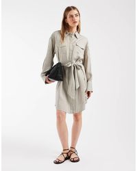 & Other Stories - Front Tie Collared Mini Shirt Dress - Lyst