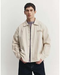 Pull&Bear - Geborduurd Gestreept Overhemd - Lyst