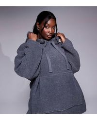 ASOS - Sudadera Gris Extragrande Con Capucha De Borreguito De Weekend Collective Curve - Lyst