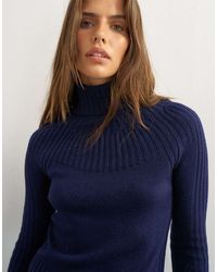 TOPSHOP - Knitted Rib Yoke Long Sleeve Top - Lyst