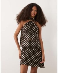 New Look - Polka Dot Halter Neck Mesh Mini Dress - Lyst