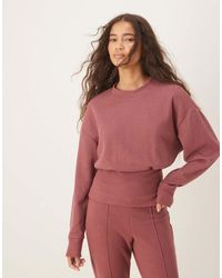 ASOS - Top A Maniche Lunghe Morbidissimo Rosa Scuro Con Vita Stile Corsetto - Lyst