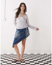 Collusion - Asymmetrische Festival Midi Rok Met Vintage Wassing - Lyst