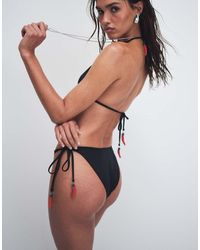 ASOS - Belle Embellished Tie Side Bikini Bottom With Beaded Chilli Charm - Lyst