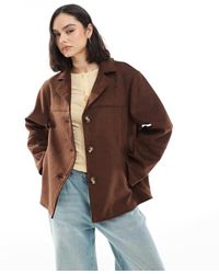 ASOS - Faux Suede Button Front Jacket - Lyst