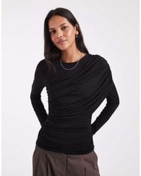 ASOS - Drapey Wrap Shoulder Long Sleeve Top - Lyst