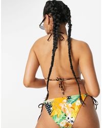 River Island Chain Trim Floral Tie Side Bikini Bottoms - Orange