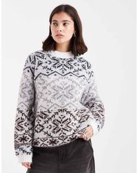 Pieces - Hoogsluitende Gebreide Trui Met Fairisle-Print - Lyst