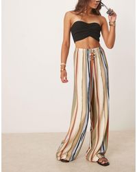 ASOS - – hose aus leinenmix mit en streifen und elastischem bund - Lyst