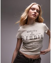TOPSHOP - Camiseta color lavado con diseño encogido y estampado gráfico "studio 1995" - Lyst