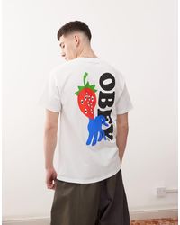 Obey - Camiseta Blanca Con Estampado Gráfico En La Espalda Y Logo Strawberry De - Lyst