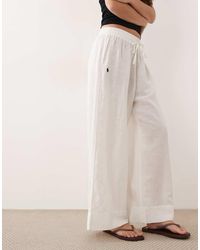Polo Ralph Lauren - Cotton Linen Smocked Pull On Pant Cover-Up - Lyst