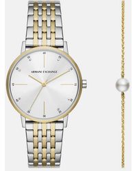 ARMANI EXCHANGE - Three-Hand Two-Tone Stainless Steel Watch And Bracelet Set - Lyst