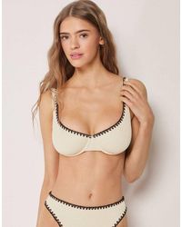 Calzedonia - Fuller Bust Balconette Bikini Top Bicolor Embroidery - Lyst