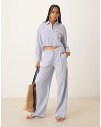 Mango - Linen Mix Stripe Elasticated Waist Trouser Co-ord - Lyst