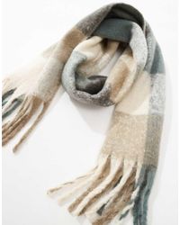 Vero Moda - Sciarpa Bouclé Morbida Neutra A Quadri - Lyst