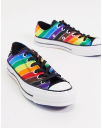converse pride chuck taylor hi all star white and rainbow lightning bolt trainers