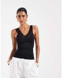 ASOS - Seamless V Neck Vest With Lace Detail - Lyst