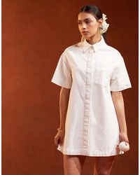 ASOS - Denim Short Sleeve Shirt Dress - Lyst