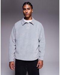 ASOS - Oversized Fleece Sweatshirt With Ribbed Collar - Lyst