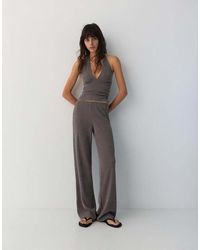 Pull&Bear - Crepe Straight-Leg Trousers - Lyst