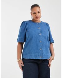 ONLY - Blouse en denim à manches courtes - moyen - Lyst