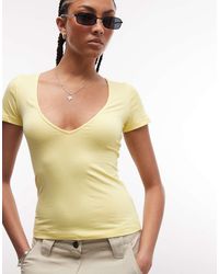 Monki - V-neck Slim Fit T-shirt - Lyst