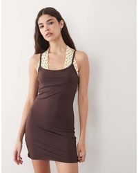 ASOS - Yellow Contrast Polka Dot Halter Mini Dress - Lyst